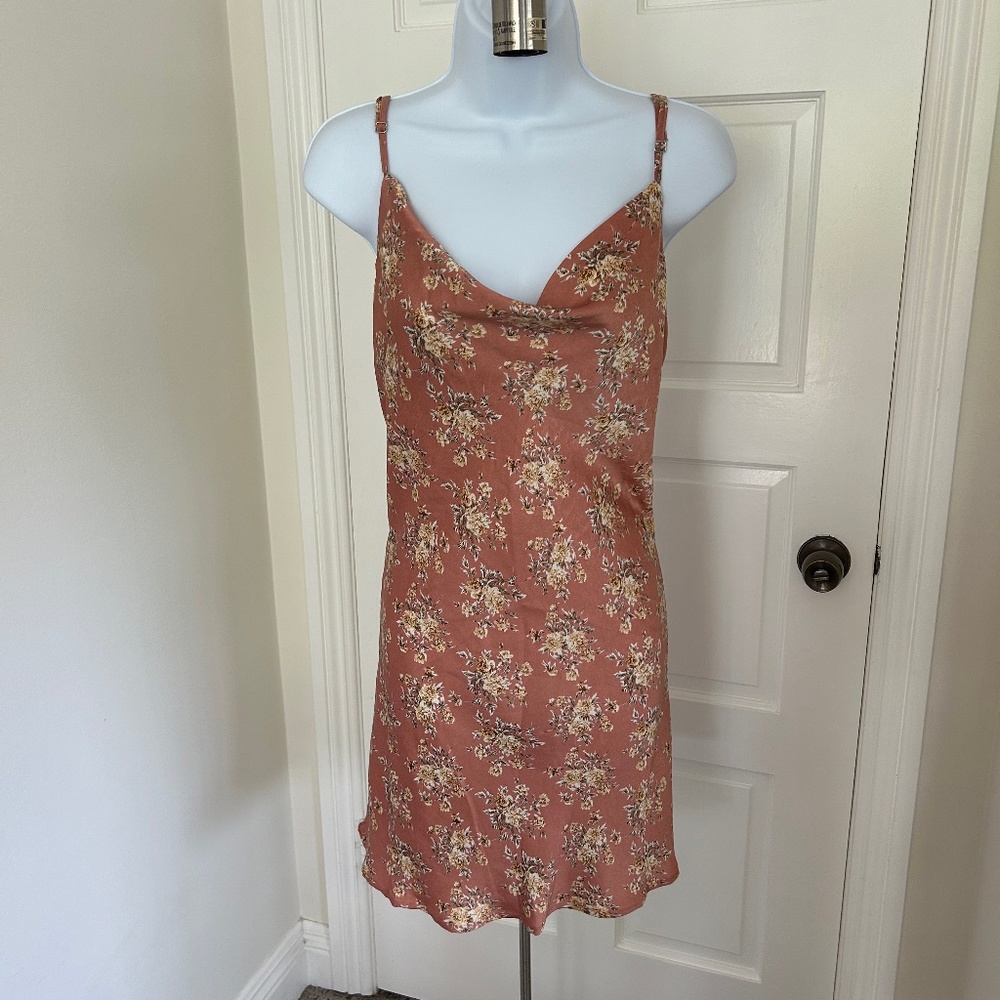 Size Large Blush Colored Floral Edit by Nine Silky Camisole Dress - With Tags